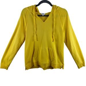 Crown & Ivy Bright Yellow Long Sleeve Hooded Hand-Warming Pouch Sweatshirt Sz L